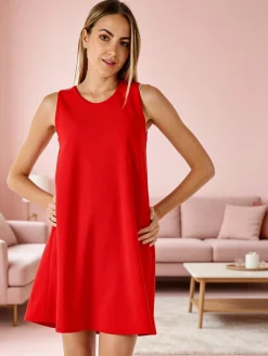 Solada Vestito donna smanicato in tinta unita - rosso