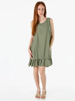 Solada Vestito donna smanicato con fiocco sul retro del collo - militare