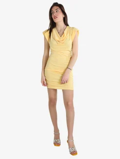 Solada Vestito drappeggiato da donna a maniche corte con spalle imbottite