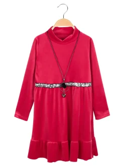 Solada Vestito in ciniglia con paillettes e collana