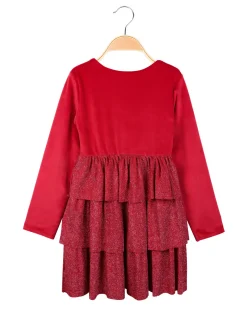 Solada Vestito in ciniglia da bambina con balze e collana