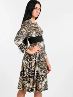 Solada Vestito leopardato manica a 3/4