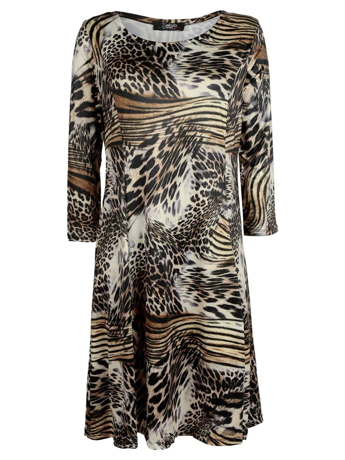Solada Vestito leopardato manica a 3/4