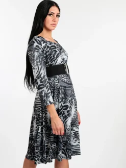 Solada Vestito leopardato manica a 3/4