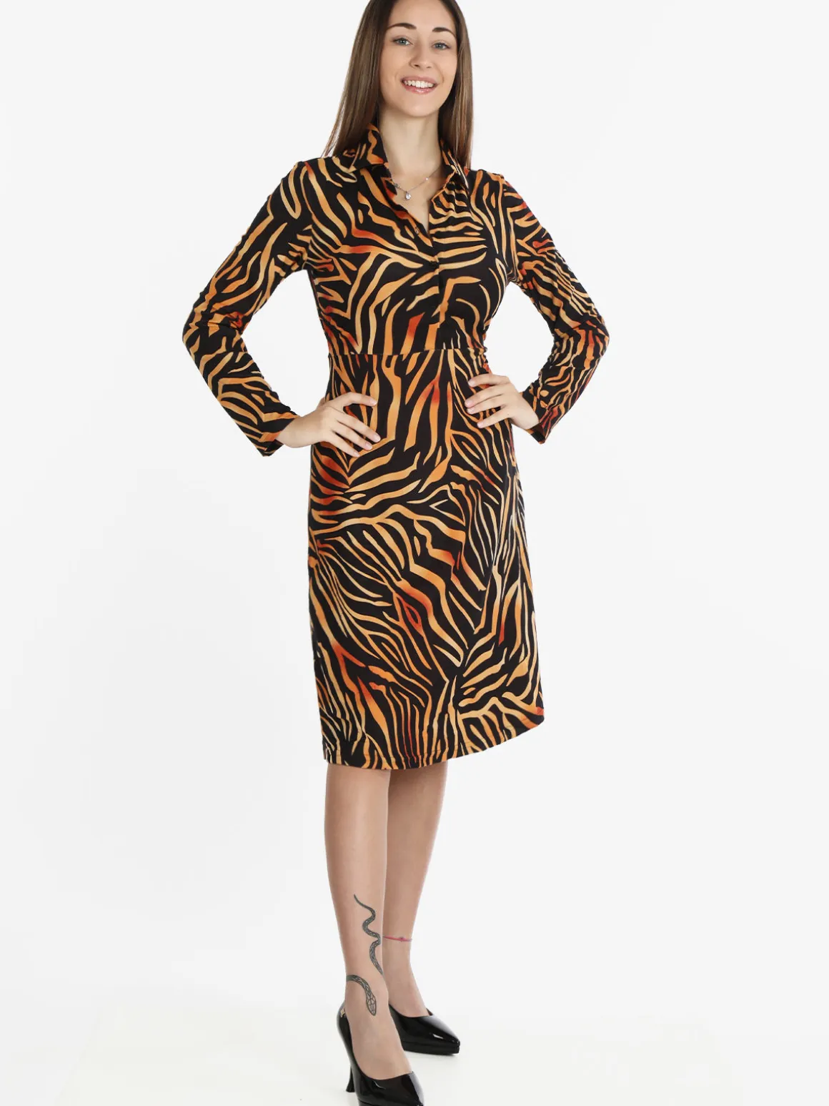 Solada Vestito midi donna con stampa animalier
