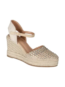 Soleil Campesine donna con zeppa e borchie - beige