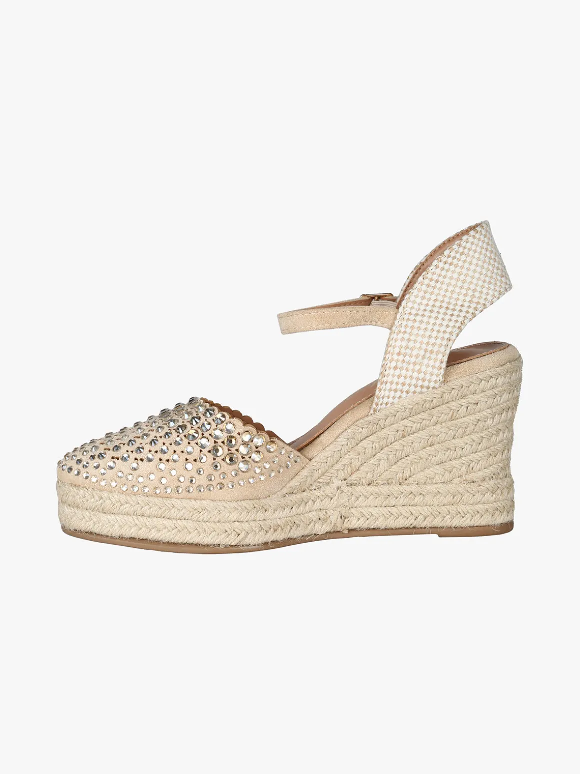Soleil Campesine donna con zeppa e borchie - beige