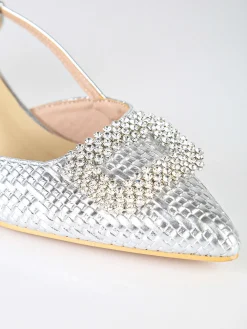Soleil Slingback donna gioiello aperte dietro con cinturino alla caviglia con fibbia - argento