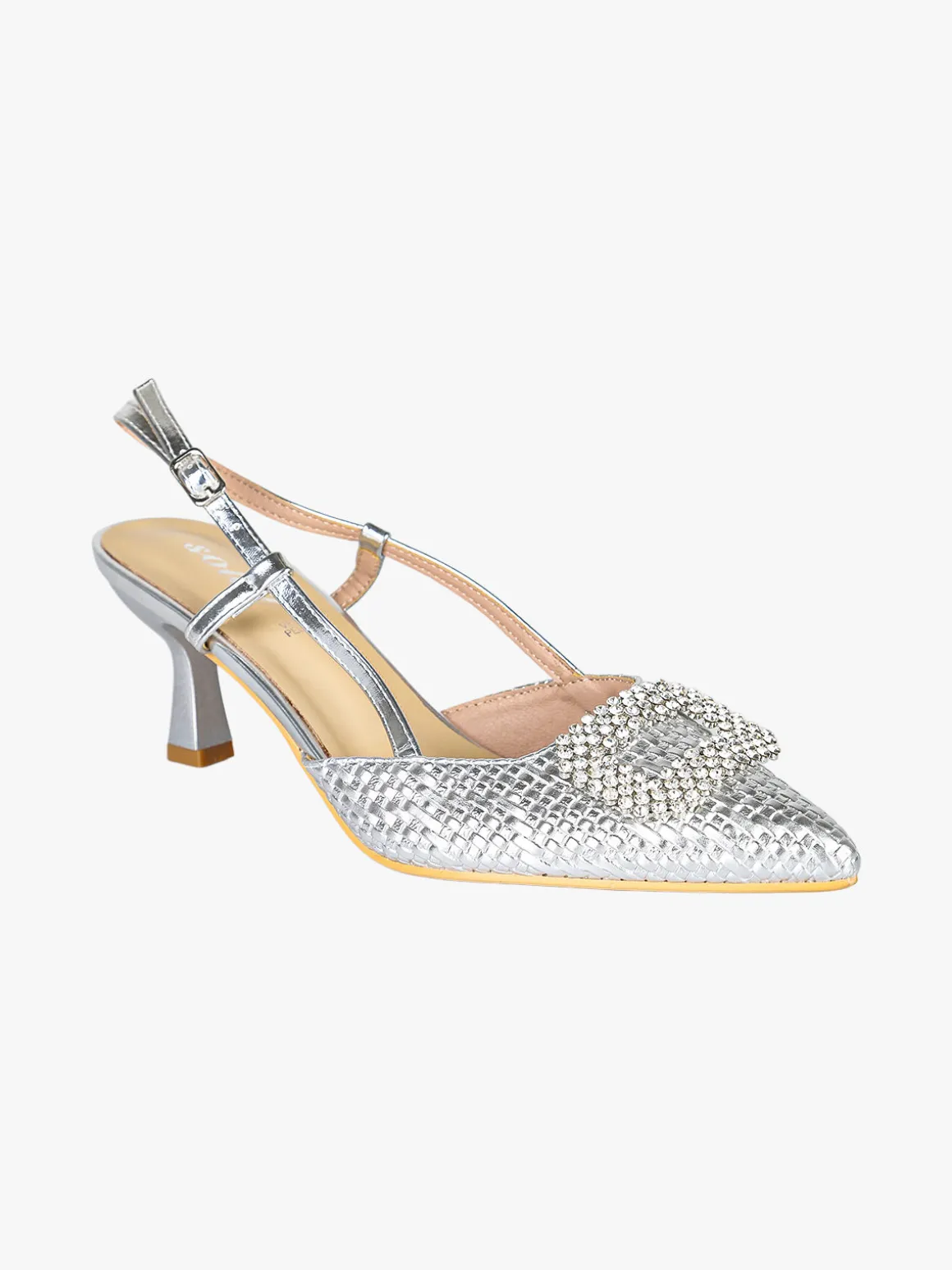 Soleil Slingback donna gioiello aperte dietro con cinturino alla caviglia con fibbia - argento