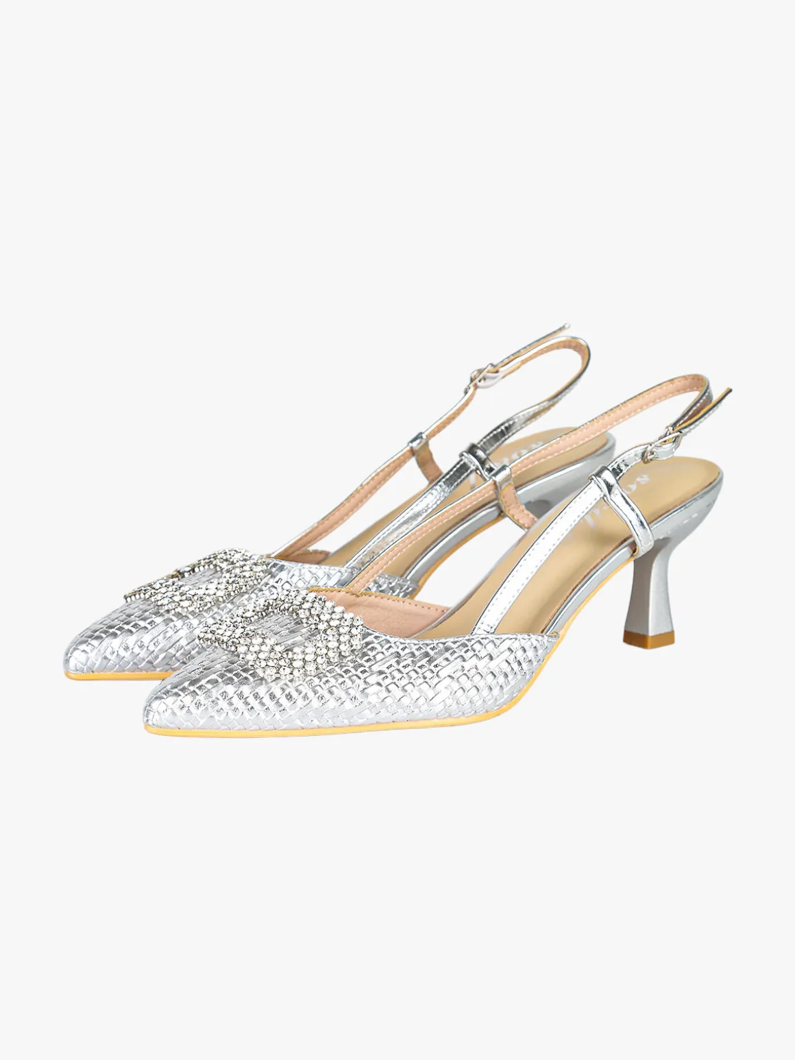 Soleil Slingback donna gioiello aperte dietro con cinturino alla caviglia con fibbia - argento