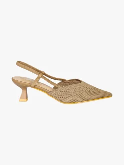 Soleil Slingback donna in maglia con cinturino elastico e tacco a rocchetto - taupe