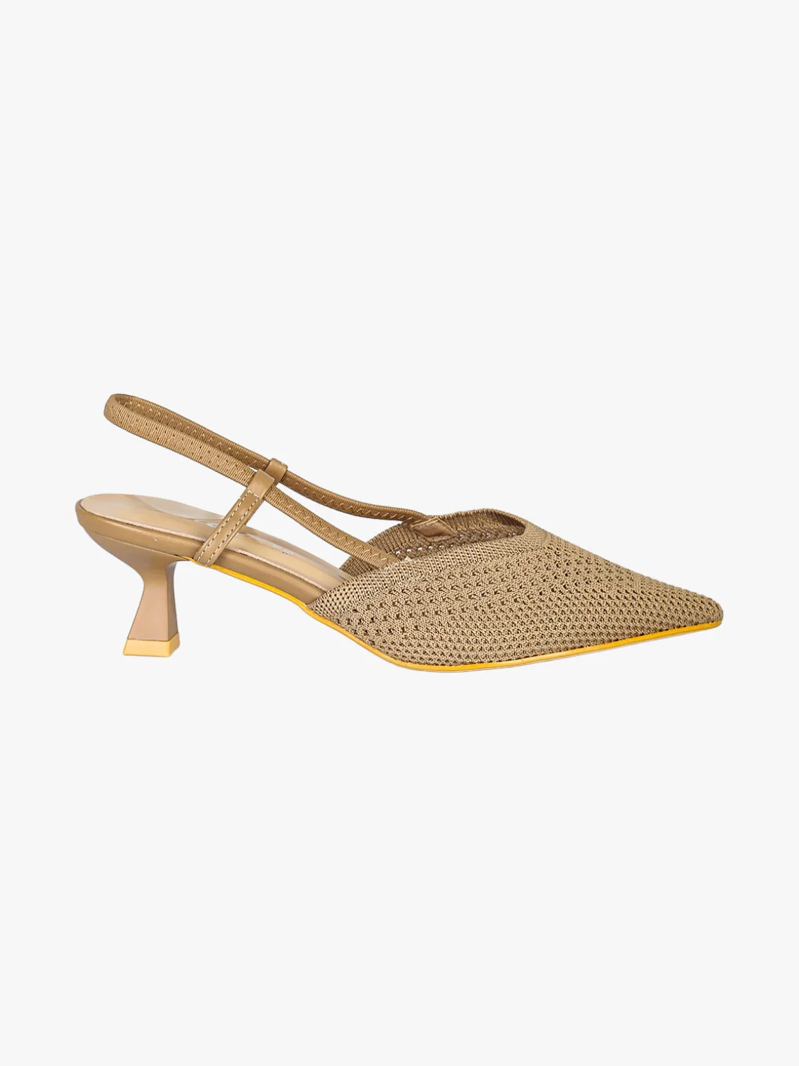 Soleil Slingback donna in maglia con cinturino elastico e tacco a rocchetto - taupe