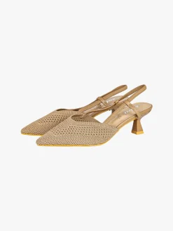Soleil Slingback donna in maglia con cinturino elastico e tacco a rocchetto - taupe