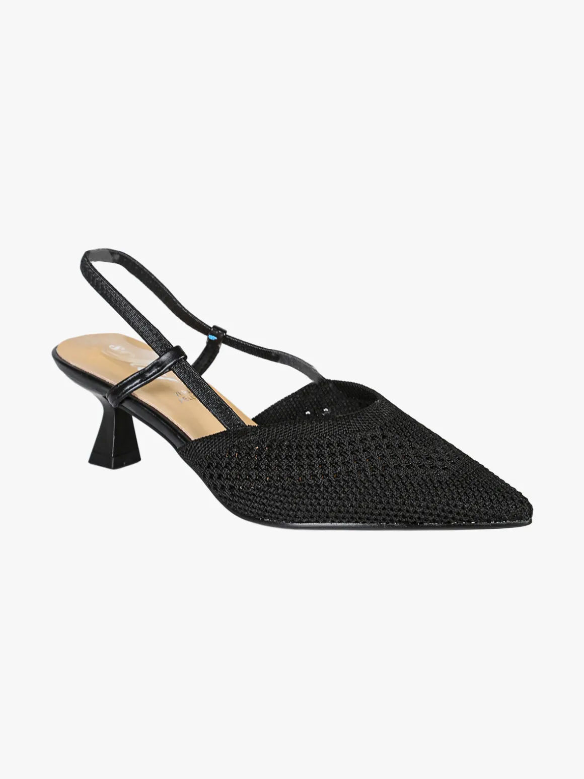 Soleil Slingback donna in maglia con cinturino elastico e tacco a rocchetto - nero