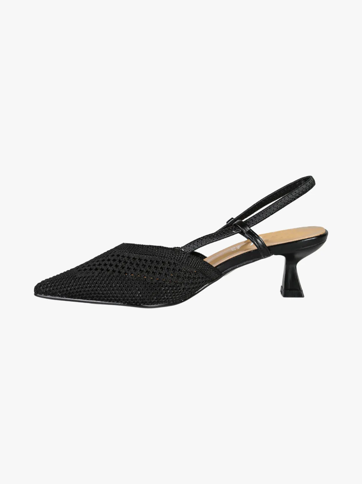 Soleil Slingback donna in maglia con cinturino elastico e tacco a rocchetto - nero
