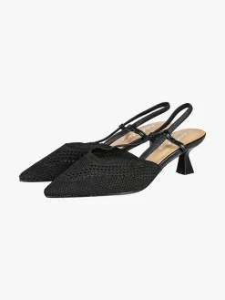 Soleil Slingback donna in maglia con cinturino elastico e tacco a rocchetto - nero