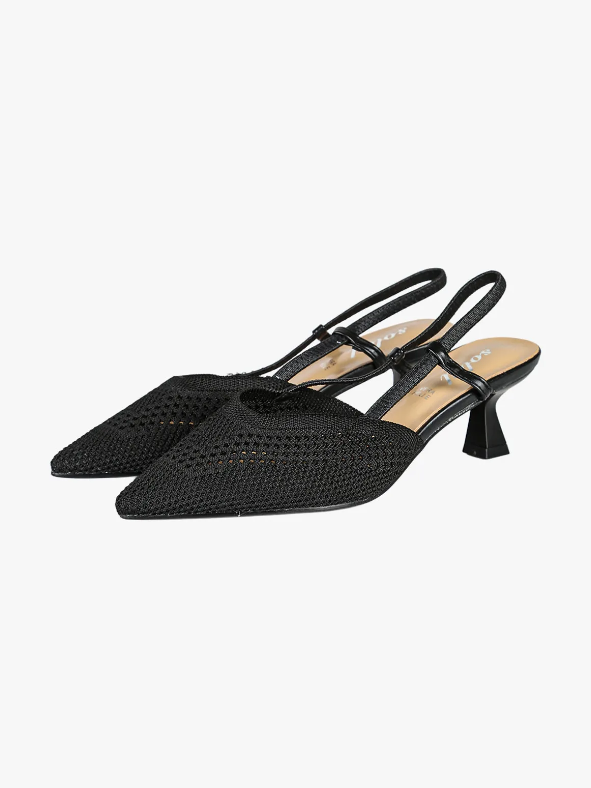 Soleil Slingback donna in maglia con cinturino elastico e tacco a rocchetto - nero