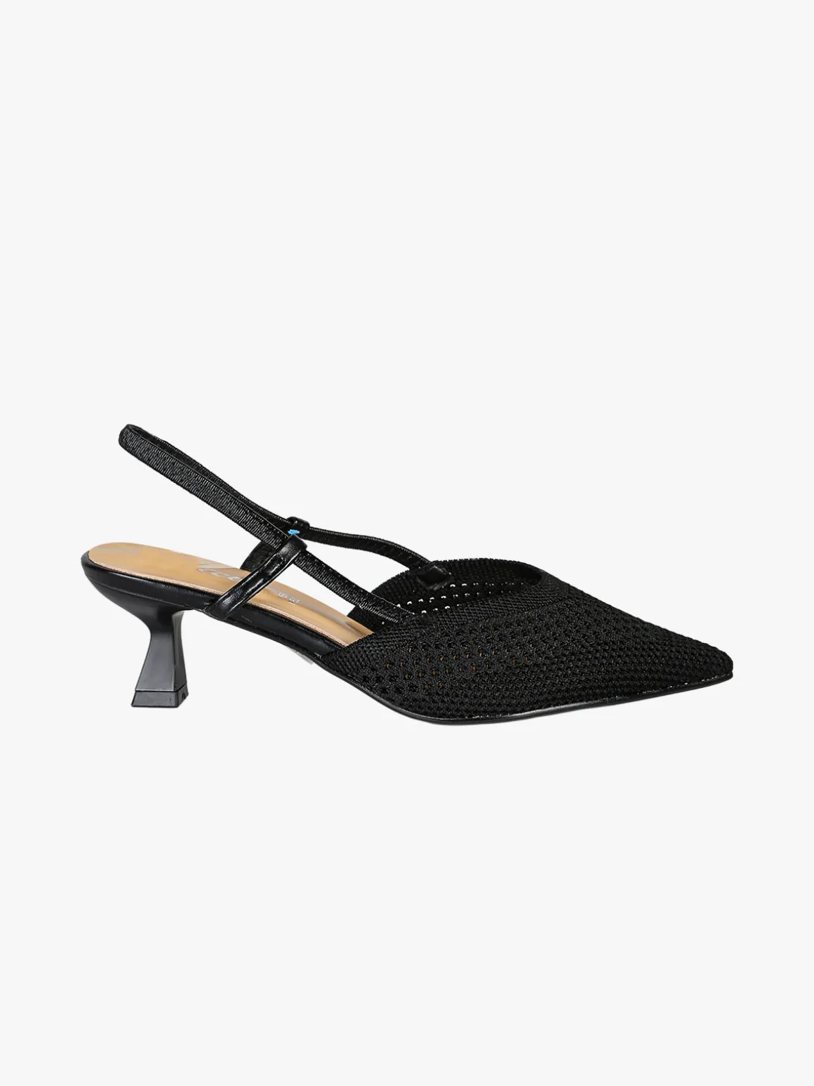 Soleil Slingback donna in maglia con cinturino elastico e tacco a rocchetto - nero