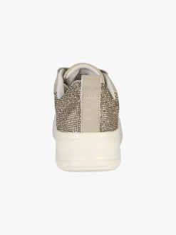 Solo Soprani Sneakers donna effetto nabuk con dettagli strass - beige