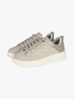 Solo Soprani Sneakers donna effetto nabuk con dettagli strass - beige