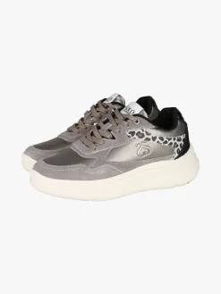 Solo Soprani Sneakers donna in pelle con dettagli animalier e platform - taupe