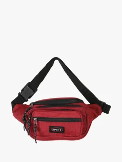 Sport Marsupio da uomo multitasche in tessuto - bordeaux
