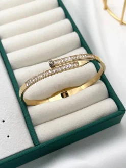 Stainless Stell Bracciale donna in acciaio con strass