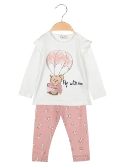 Stelle & Pupi Completo lungo da neonata 2 pezzi con maglietta e leggings - rosa