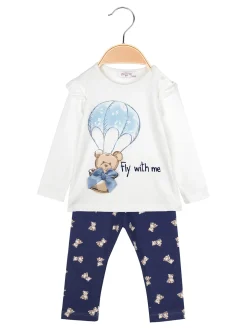 Stelle & Pupi Completo lungo da neonata 2 pezzi con maglietta e leggings - blu