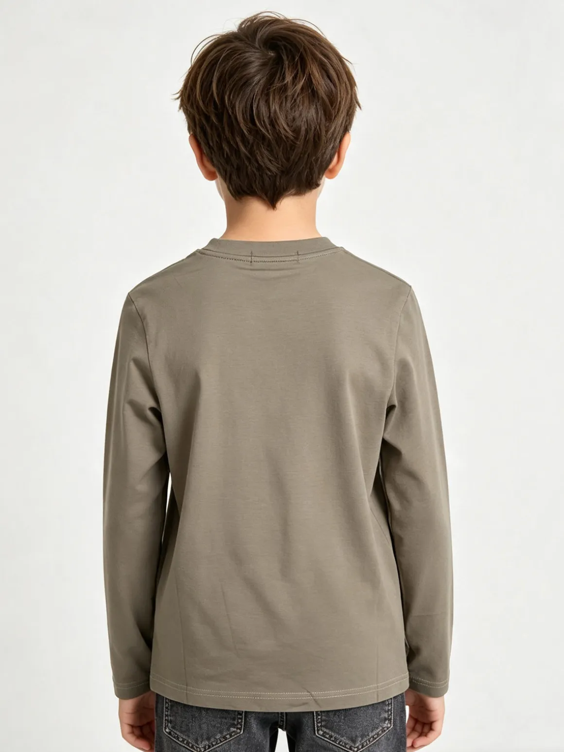 Street Porter T-shirt da bambino in cotone a maniche lunghe - oliva