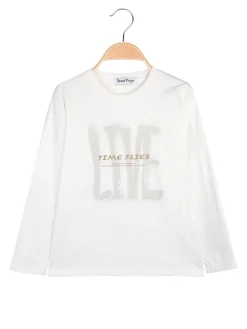 Street Porter T-shirt da bambino in cotone a maniche lunghe - bianco