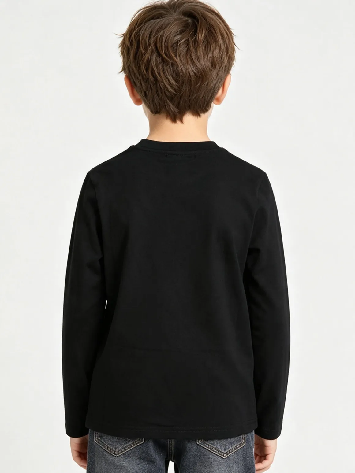 Street Porter T-shirt da bambino in cotone a maniche lunghe - nero