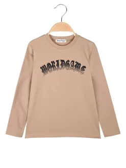Street Porter T-shirt da ragazzo a maniche lunghe con stampa sul retro - khaki