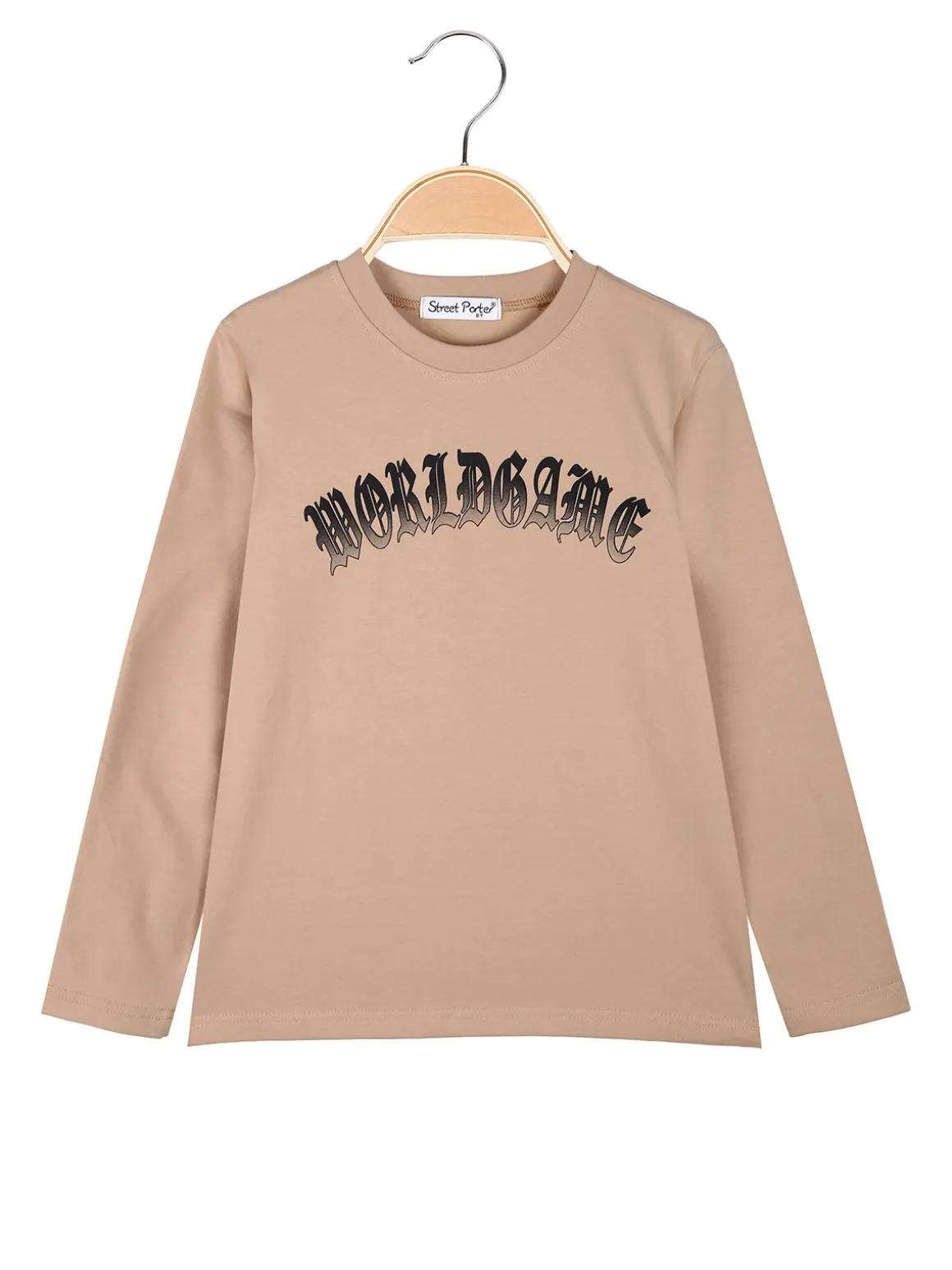 Street Porter T-shirt da ragazzo a maniche lunghe con stampa sul retro - khaki