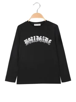 Street Porter T-shirt da ragazzo a maniche lunghe con stampa sul retro - nero