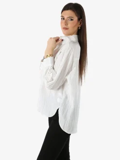 Studio Eleven Collection Camicia oversize da donna a maniche lunghe - bianco