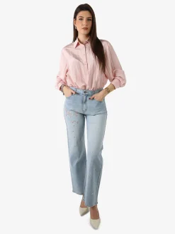 Studio Eleven Collection Camicia oversize da donna a maniche lunghe - rosa