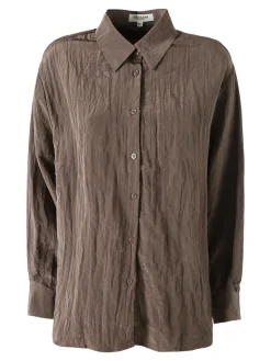 Studio Eleven Collection Camicia oversize da donna a maniche lunghe - moro