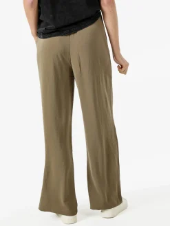 Studio Eleven Collection Pantaloni donna leggeri a gamba larga con coulisse - militare