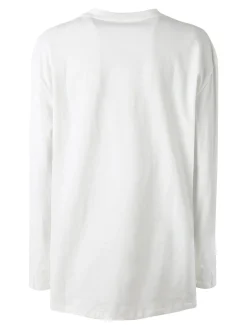 Studio Eleven Collection T-shirt a maniche lunghe da donna in cotone con stampa - bianco