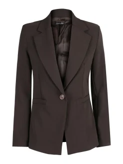 Styled In Italy Blazer donna mono bottone con spalline imbottite - moro