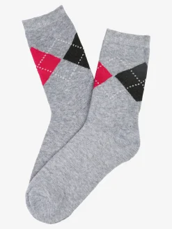 Stylosa Calze corte da donna in pile a rombi - grigio chiaro