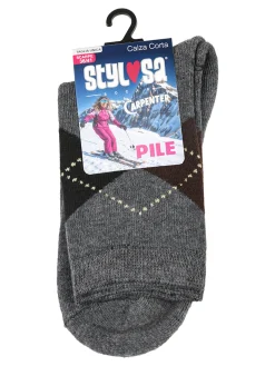 Stylosa Calze corte da donna in pile a rombi - grigio