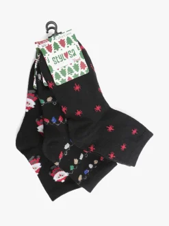 Stylosa Confezione regalo natalizia con 3 calze corte da donna