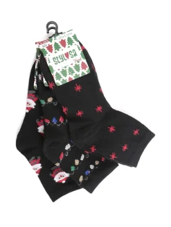 Stylosa Confezione regalo natalizia con 3 calze corte da donna