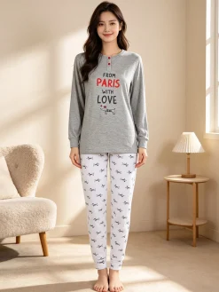 Stylosa Pigiama lungo da donna in cotone
