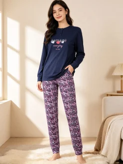 Stylosa Pigiama lungo da donna in cotone