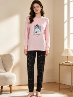 Stylosa Pigiama lungo da donna in cotone