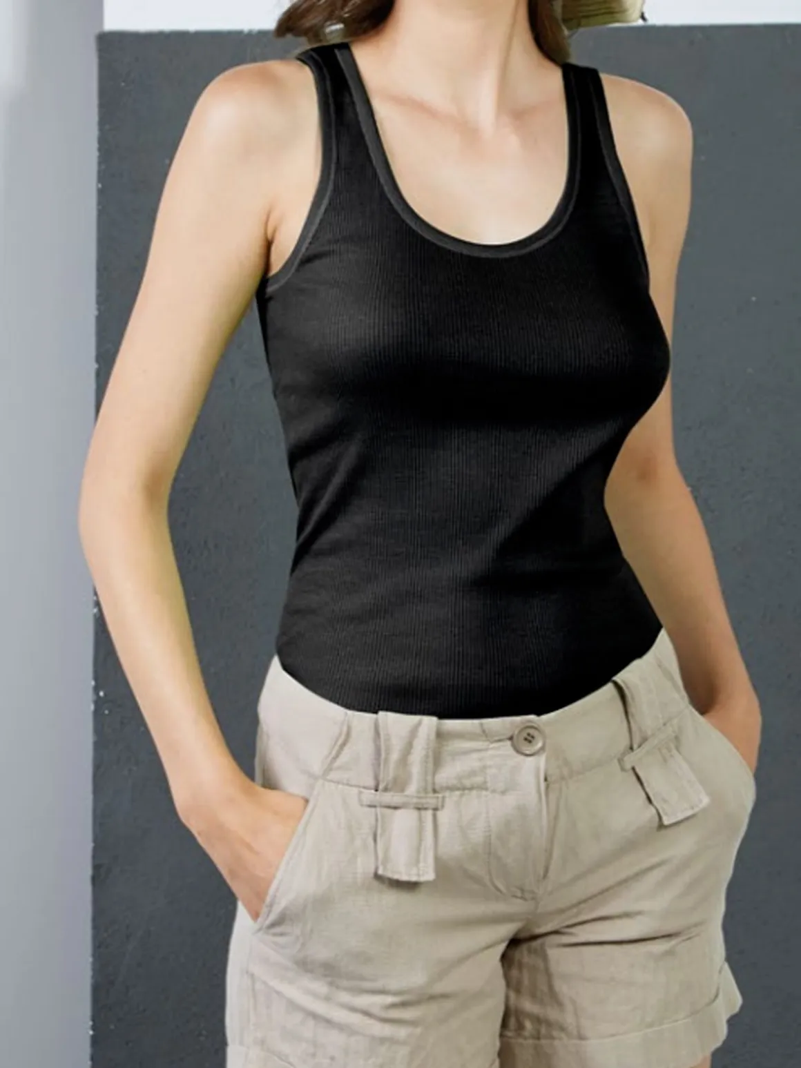 Sublyme Canotta girocollo da donna a costine
