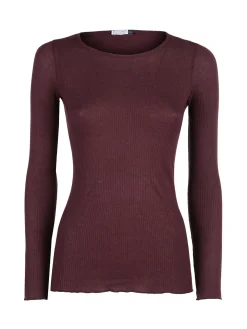 Sublyme T-shirt donna a maniche lunghe in cashmere naturale - blu scuro